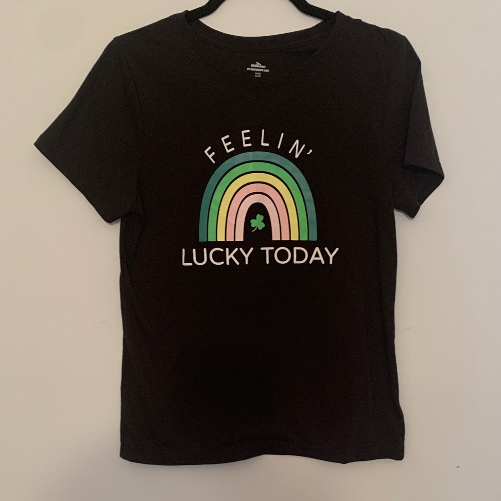 Y2k Black Womens Shirt With Rainbow Design For St Patrick’s
